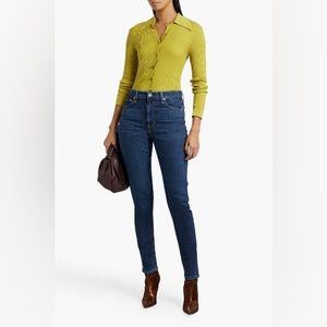 RAG and BONE High Rise Dark Wash Skinny Denim Jeans Raw Hems Size 27